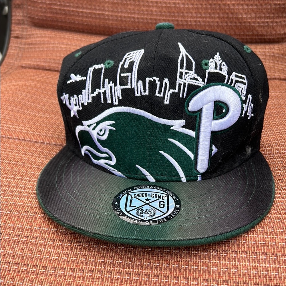 Black and Green Snapback Hat with City Skyline